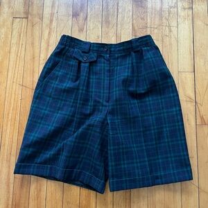 Giorgio Sant Angelo 100%‎ wool tartan plaid high-rise pleated dress shorts 10